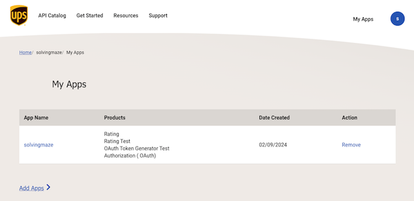 UPS OAuth 2.0 apps